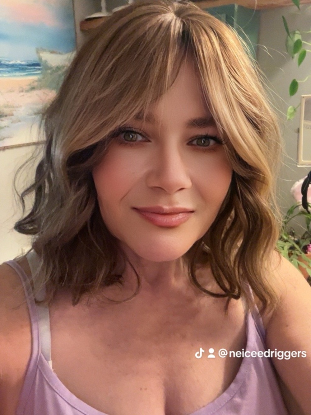 Soft top. Light Brown Blonde Layered Wig with Soft Waves